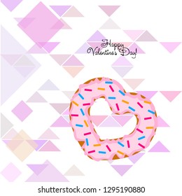 Valentine's Day, heart donut, greeting card, vector background