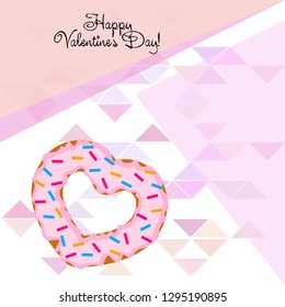 Valentine's Day, heart donut, greeting card, vector background