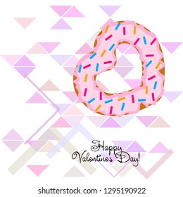 Valentine's Day, heart donut, greeting card, vector background