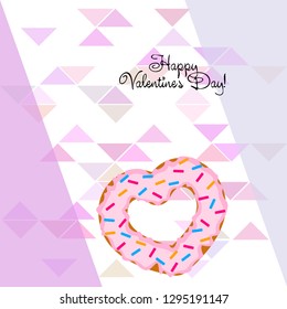 Valentine's Day, heart donut, greeting card, vector background