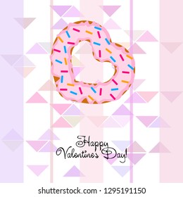 Valentine's Day, heart donut, greeting card, vector background