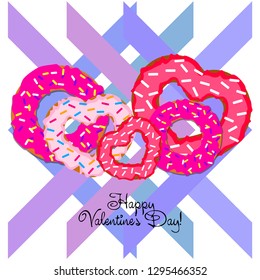 Valentine's Day, heart donut, greeting card, vector background