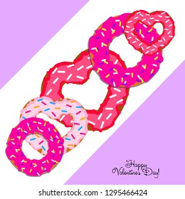 Valentine's Day, heart donut, greeting card, vector background