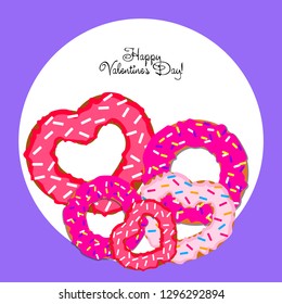 Valentine's Day, heart donut, greeting card, vector background