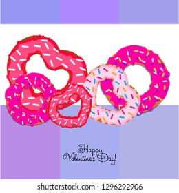 Valentine's Day, heart donut, greeting card, vector background