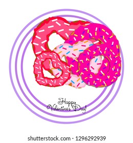 Valentine's Day, heart donut, greeting card, vector background