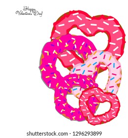Valentine's Day, heart donut, greeting card, vector background