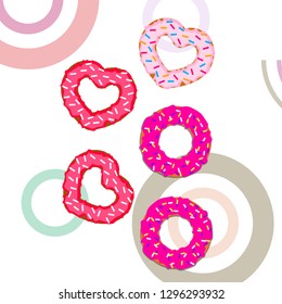 Valentine's Day, heart donut, greeting card, vector background