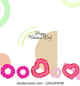 Valentine's Day, heart donut, greeting card, vector background