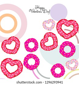 Valentine's Day, heart donut, greeting card, vector background