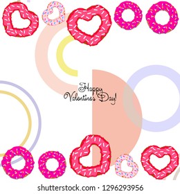 Valentine's Day, heart donut, greeting card, vector background