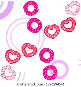 Valentine's Day, heart donut, greeting card, vector background