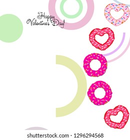 Valentine's Day, heart donut, greeting card, vector background