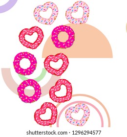 Valentine's Day, heart donut, greeting card, vector background