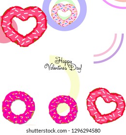 Valentine's Day, heart donut, greeting card, vector background