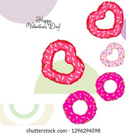 Valentine's Day, heart donut, greeting card, vector background