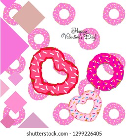 Valentine's Day, heart donut, greeting card, vector background