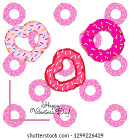 Valentine's Day, heart donut, greeting card, vector background
