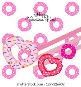 Valentine's Day heart donut greeting card vector background. Valentine's Day heart donut greeting card vector background.