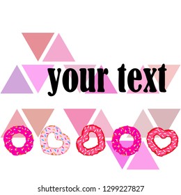 Valentine's Day, heart donut, greeting card, vector background
