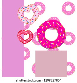 Valentine's Day, heart donut, greeting card, vector background