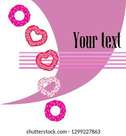 Valentine's Day, heart donut, greeting card, vector background