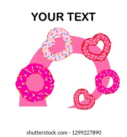 Valentine's Day, heart donut, greeting card, vector background