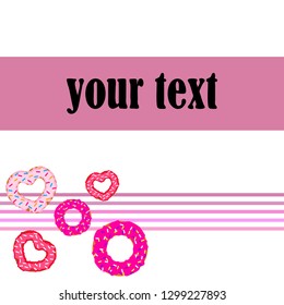Valentine's Day, heart donut, greeting card, vector background