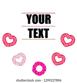 Valentine's Day, heart donut, greeting card, vector background