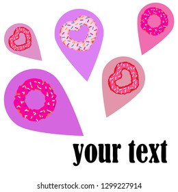 Valentine's Day, heart donut, greeting card, vector background