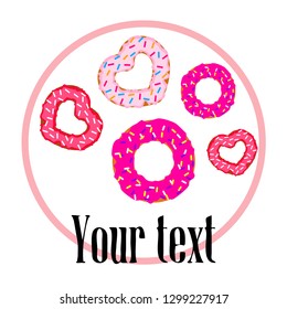 Valentine's Day, heart donut, greeting card, vector background