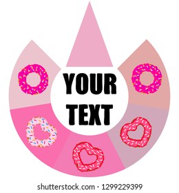 Valentine's Day, heart donut, greeting card, vector background