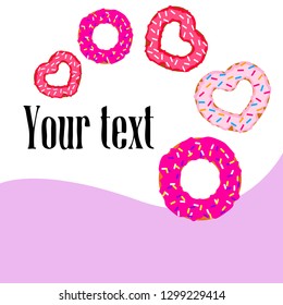 Valentine's Day, heart donut, greeting card, vector background