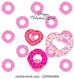 Valentine's Day, heart donut, greeting card, vector background