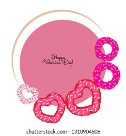 Valentine's Day, heart donut, greeting card, vector background