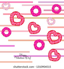 Valentine's Day, heart donut, greeting card, vector background
