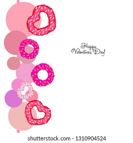 Valentine's Day, heart donut, greeting card, vector background