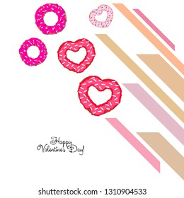 Valentine's Day, heart donut, greeting card, vector background
