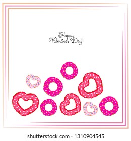 Valentine's Day, heart donut, greeting card, vector background