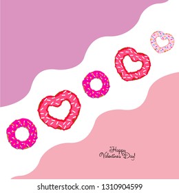 Valentine's Day, heart donut, greeting card, vector background
