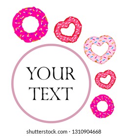 Valentine's Day, heart donut, greeting card, vector background