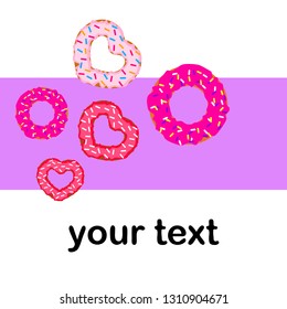 Valentine's Day, heart donut, greeting card, vector background