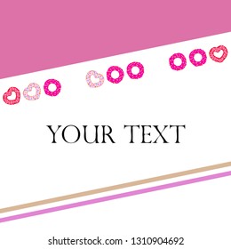Valentine's Day, heart donut, greeting card, vector background