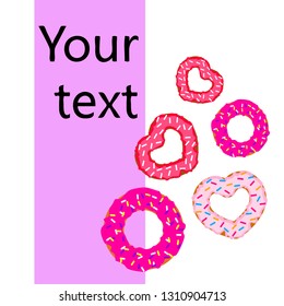 Valentine's Day, heart donut, greeting card, vector background