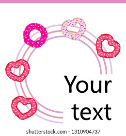Valentine's Day, heart donut, greeting card, vector background