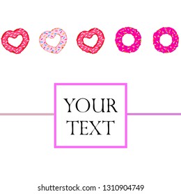 Valentine's Day, heart donut, greeting card, vector background