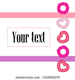 Valentine's Day, heart donut, greeting card, vector background