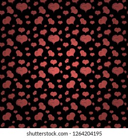 Valentine':s day. Heart Doodle. Vector. Wrapping paper. Drawing in sketch style on black, pink and brown colors. Abstract seamless love pattern.