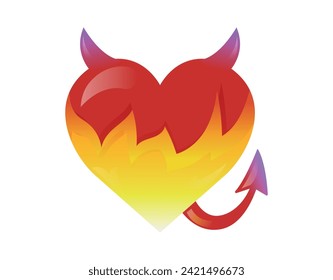 Valentine's Day. The heart is evil. Concept of love, family, relationships. Red Proska icon on white isolated background. Element for web design, application. Sticker. Gradient. EPS10
