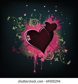 Valentine's Day Heart with Floral Abstract Isolated on White Background.Vector.